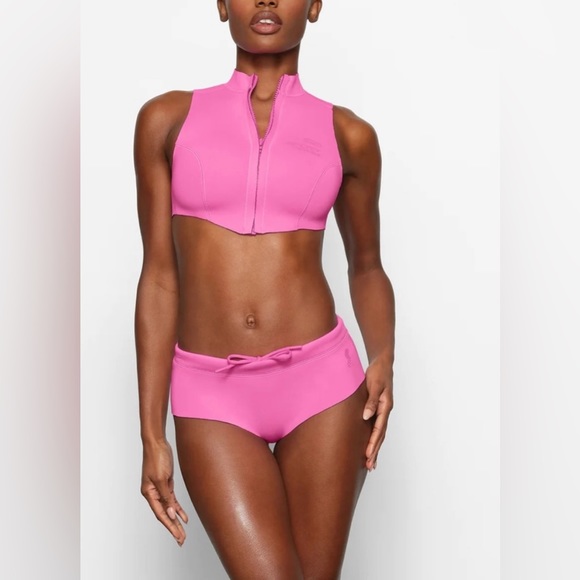 NWT Skims Swim Zipper Pink Cropped Top Size XL (top only) - Picture 1 of 8